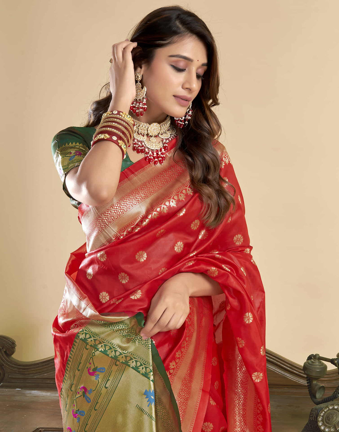 Red Silk Woven Paithani Saree