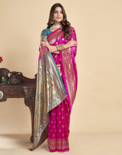 Magenta Silk Woven Paithani Saree