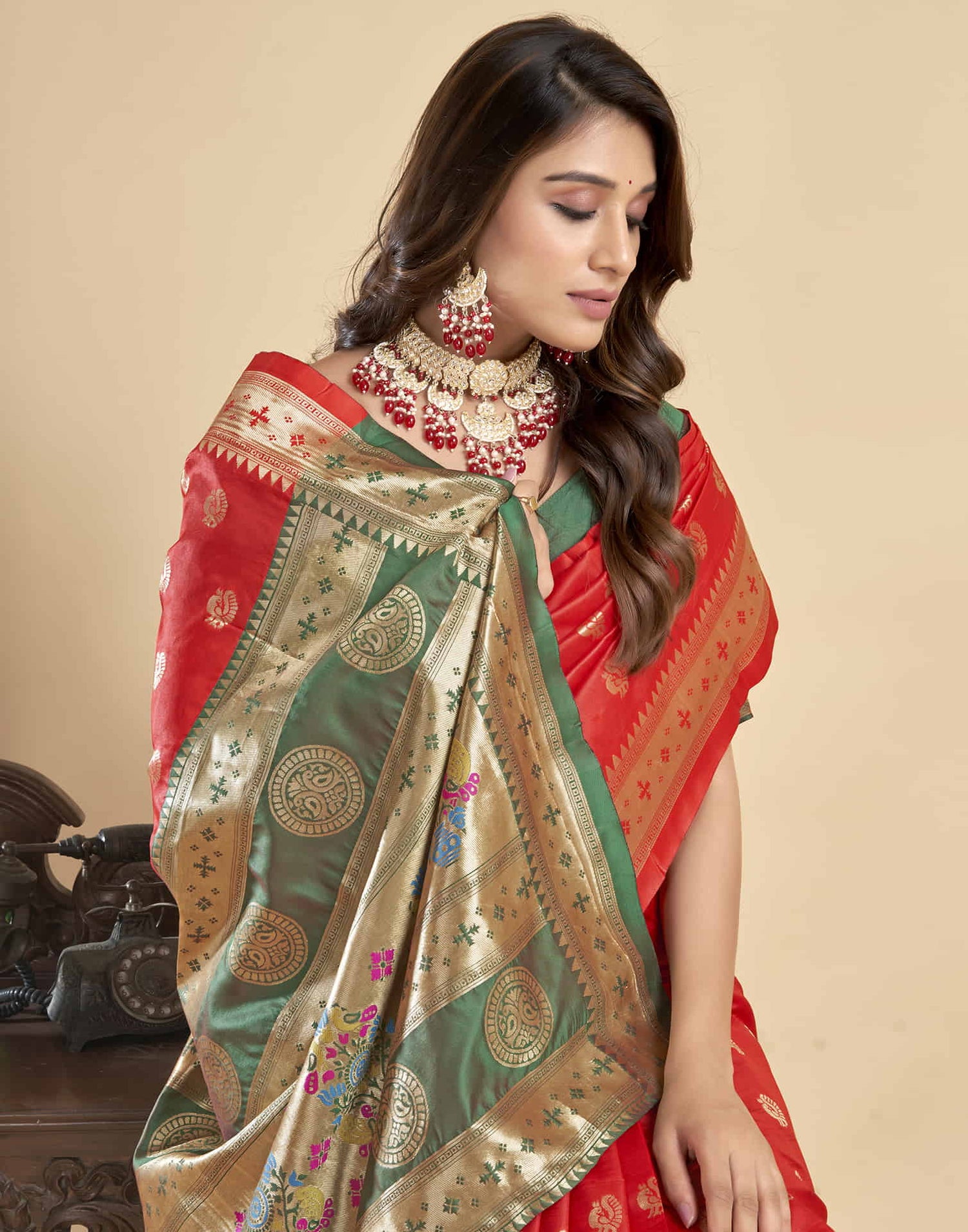 Red Silk Woven Paithani Saree