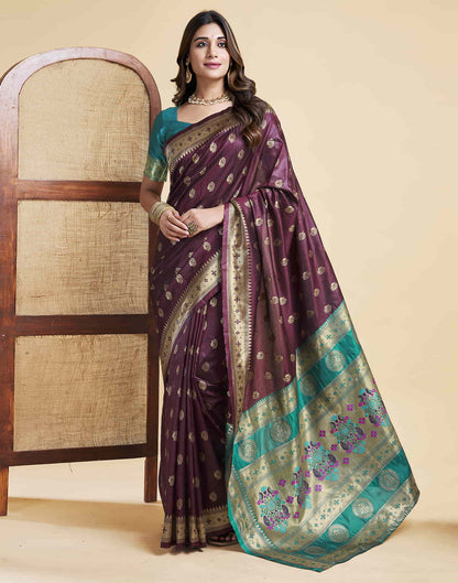 Brown Silk Woven Paithani Saree