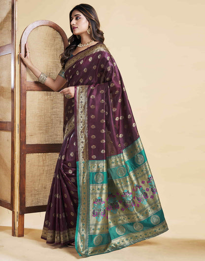 Brown Silk Woven Paithani Saree