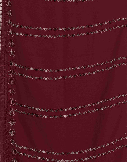 Maroon Georgette Plain Printed Saree