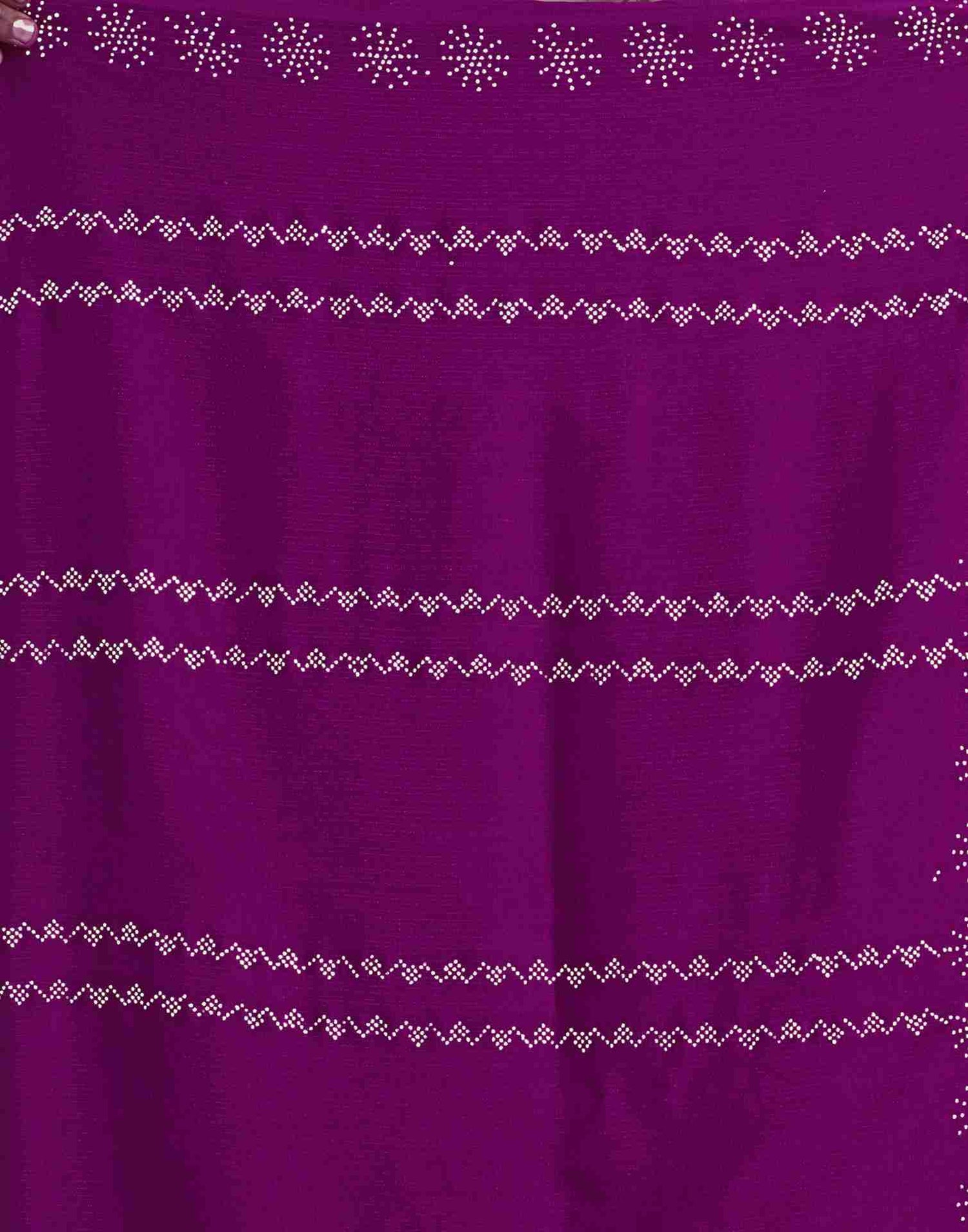 Dark Magenta Georgette Plain Printed Saree