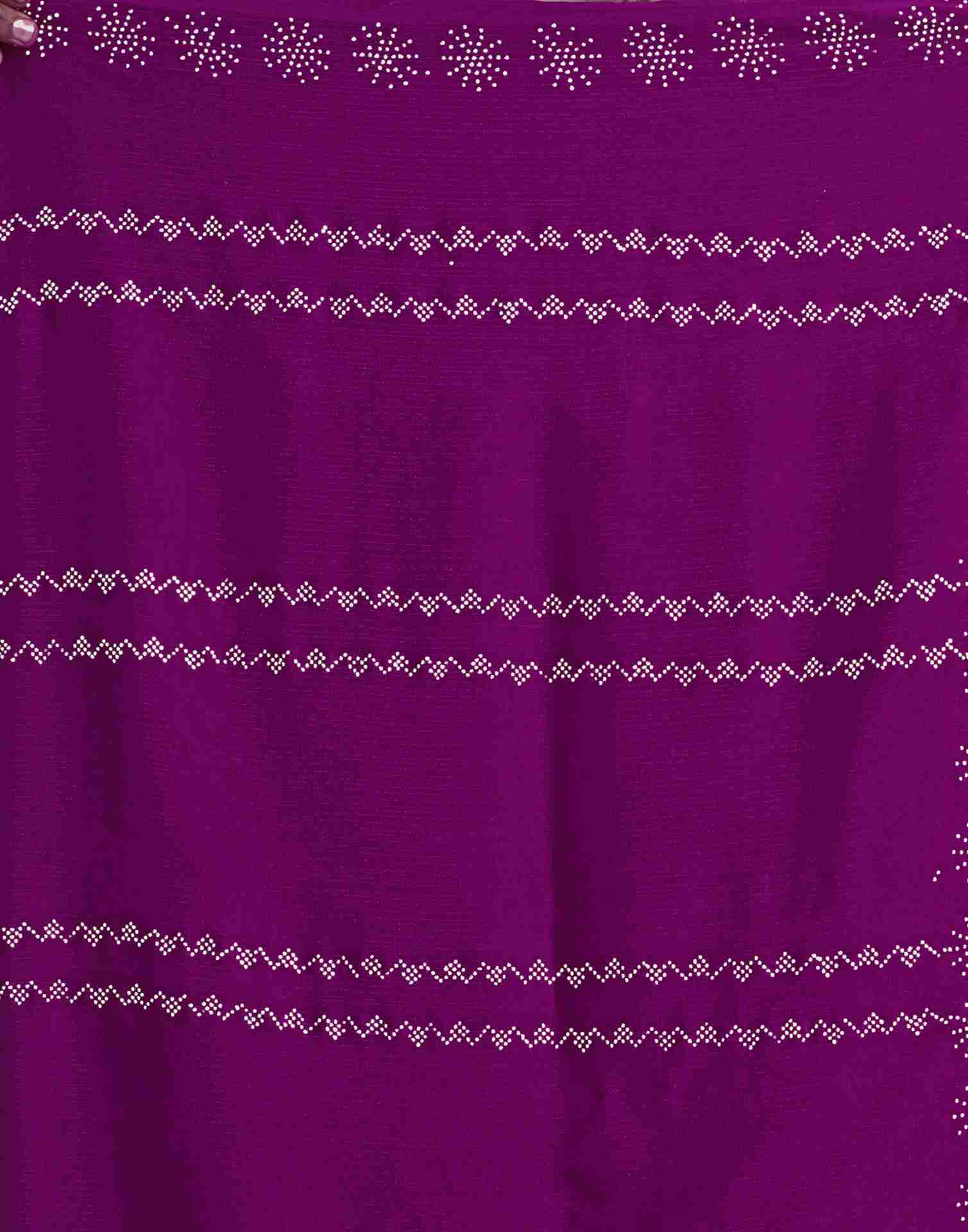 Dark Magenta Georgette Plain Printed Saree