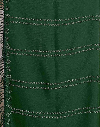 Dark Green Georgette Plain Printed Saree