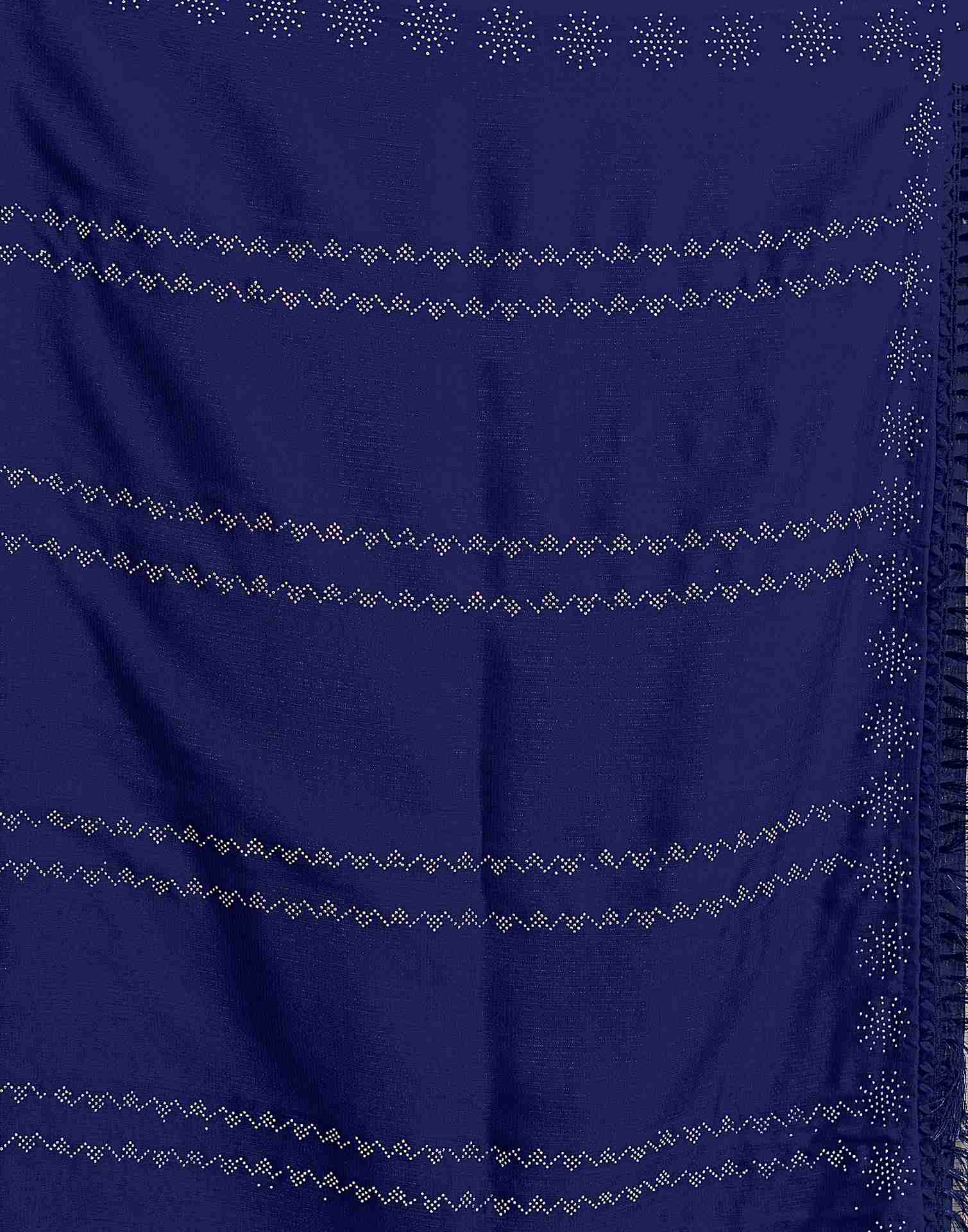 Dark Blue Georgette Plain Printed Saree