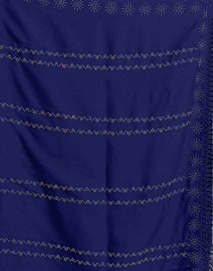 Dark Blue Georgette Plain Printed Saree