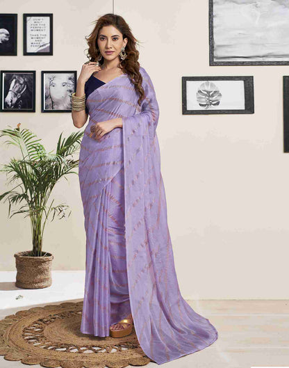 Lavender Chiffon Plain Saree