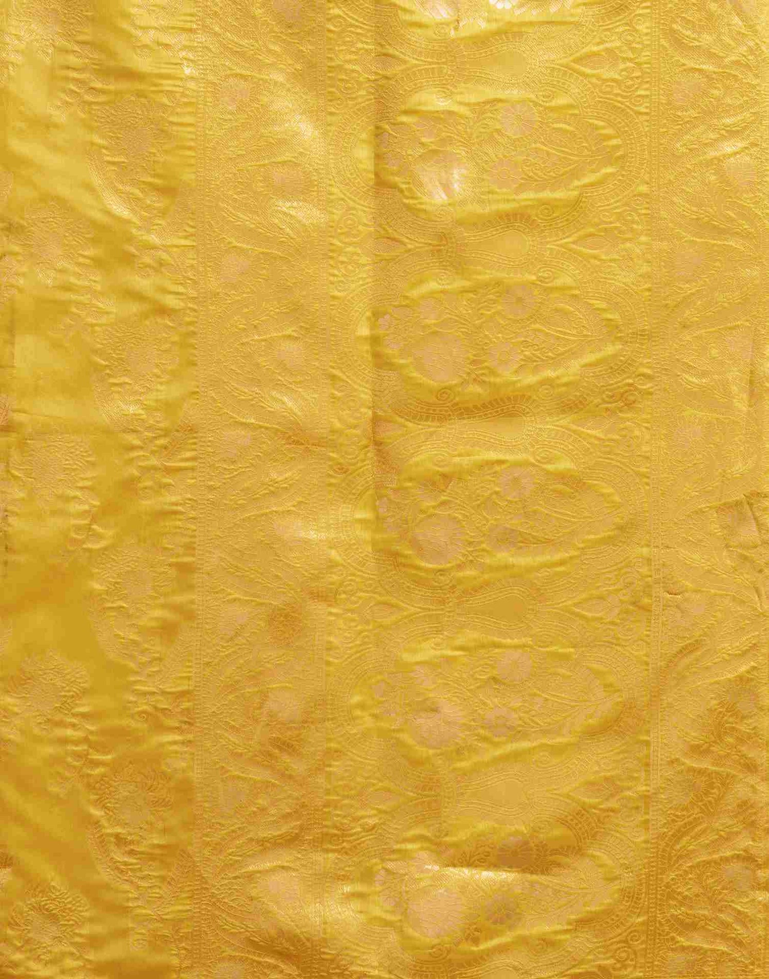 Yellow Floral Banarasi Silk Saree