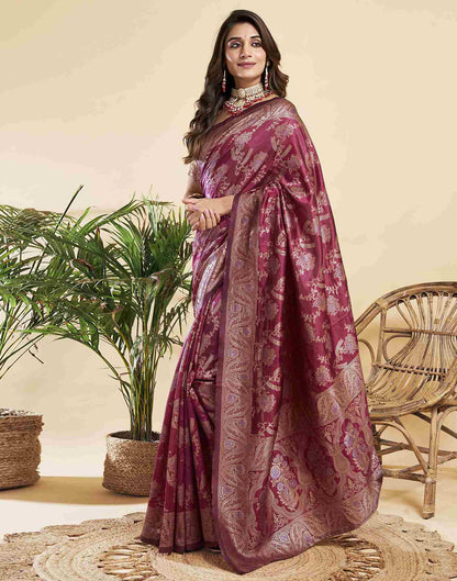 Rouge Floral Banarasi Silk Saree