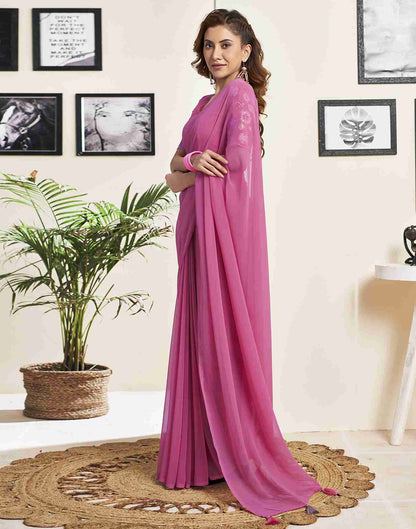 Dusty Pink Georgette Plain Saree