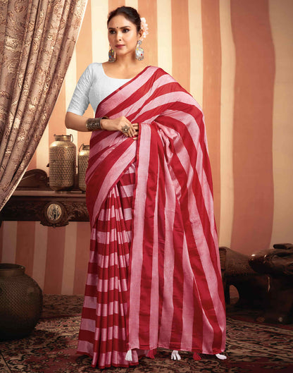 Red Printed Cotton Saree