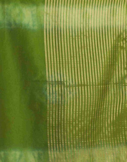 Green Organza Printed Woven Saree