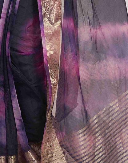 Deep Purple Organza Printed Woven Saree