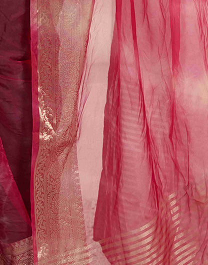 Dark Pink Organza Printed Woven Saree