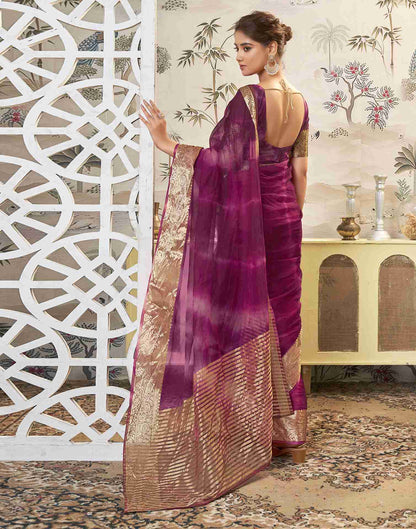 Deep Purple Organza Printed Woven Saree