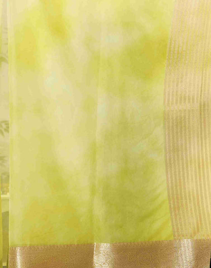 Light Green Organza Printed Woven Saree