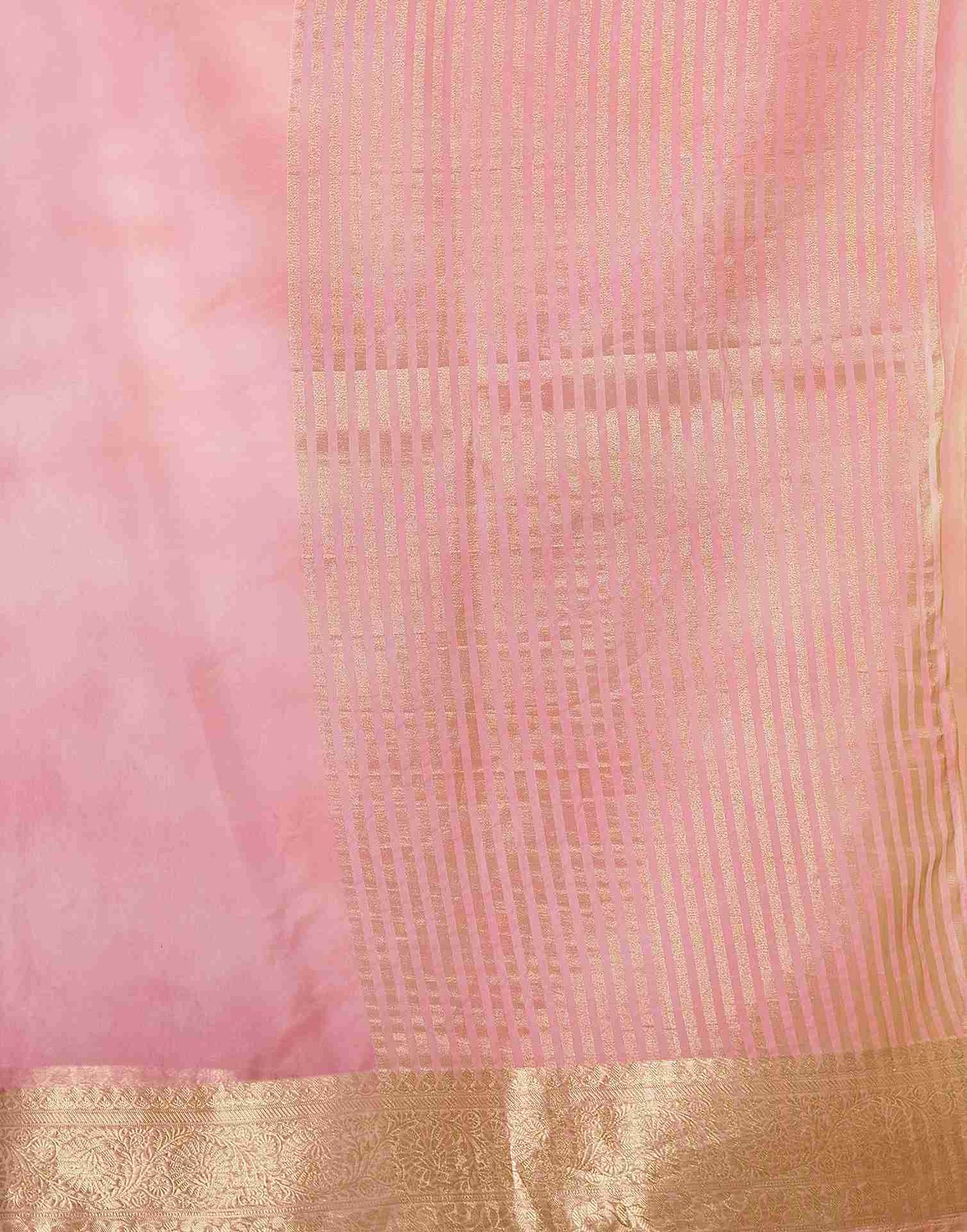 Light Pink Organza Printed Woven Saree