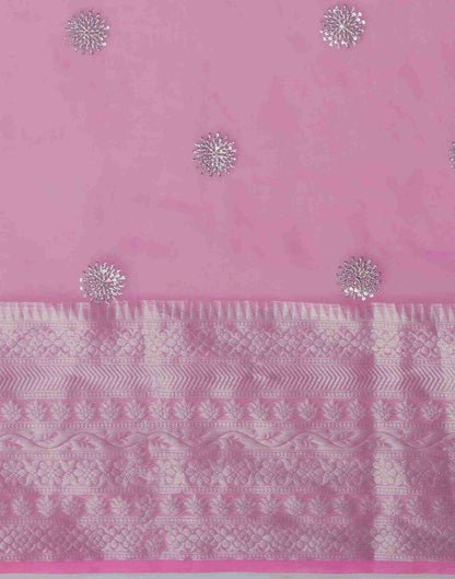 Pink Organza Plain Woven Saree