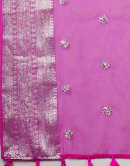 Magenta Organza Plain Woven Saree