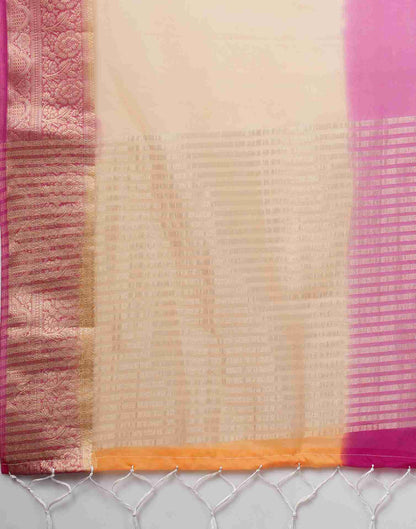 White Organza Plain Woven Saree