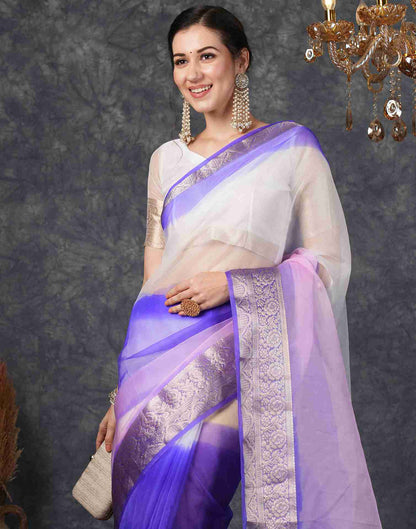 Light Pink Organza Plain Woven Saree