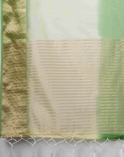 Green Organza Plain Woven Saree