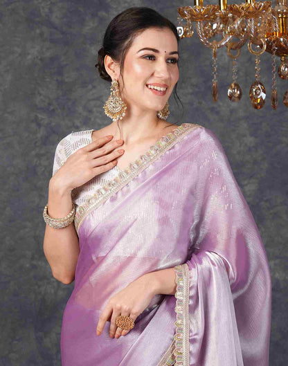 Purple Chiffon Plain Jimmy Choo Saree