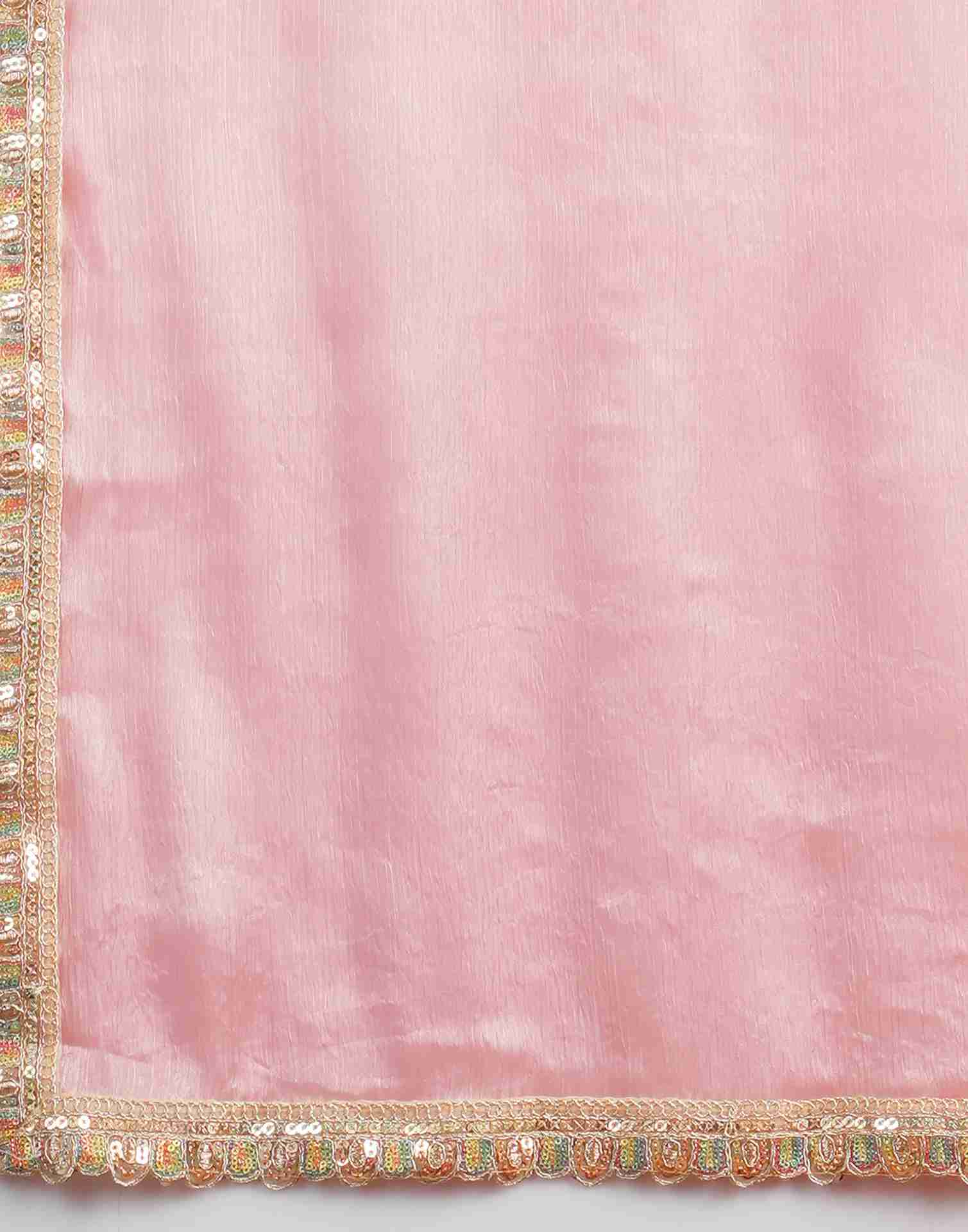 Rose Pink Chiffon Plain Jimmy Choo Saree