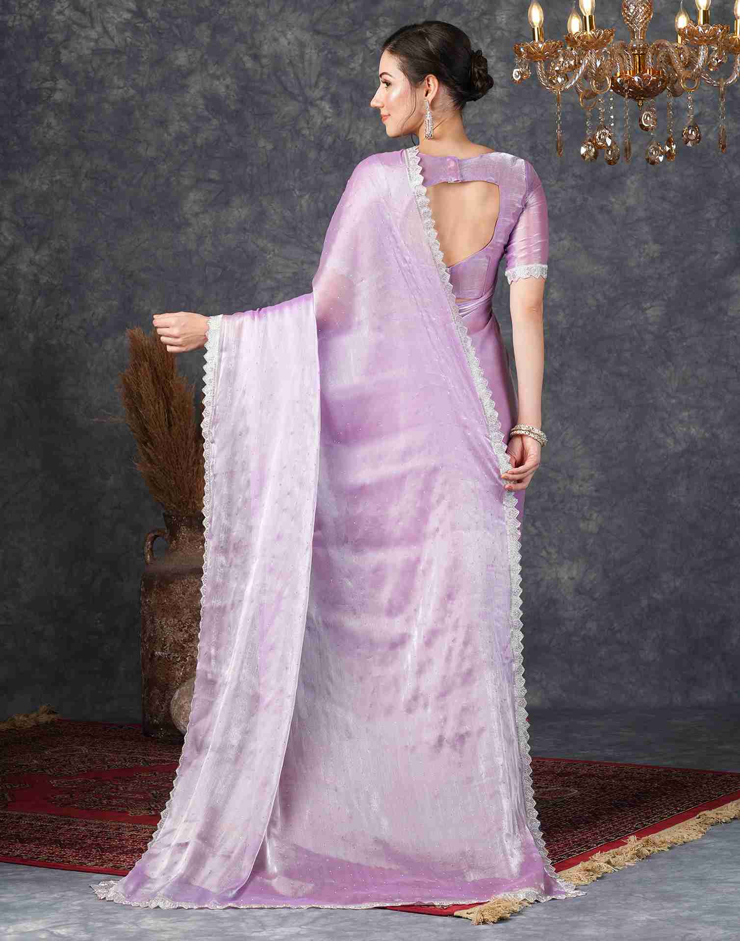 Purple Chiffon Plain Jimmy Choo Saree