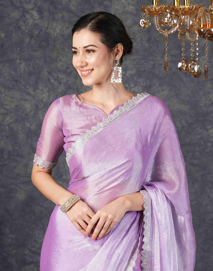 Purple Chiffon Plain Jimmy Choo Saree