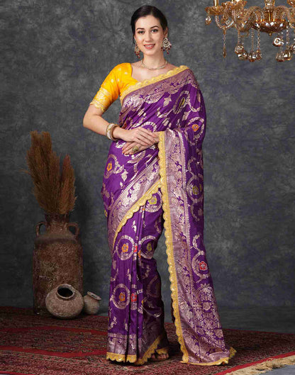 Deep Violet Silk Woven  Banarasi Saree