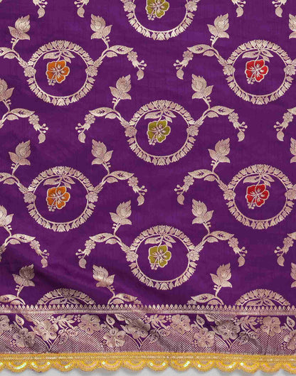 Deep Violet Silk Woven  Banarasi Saree