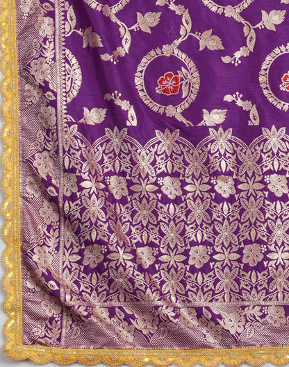 Deep Violet Silk Woven  Banarasi Saree