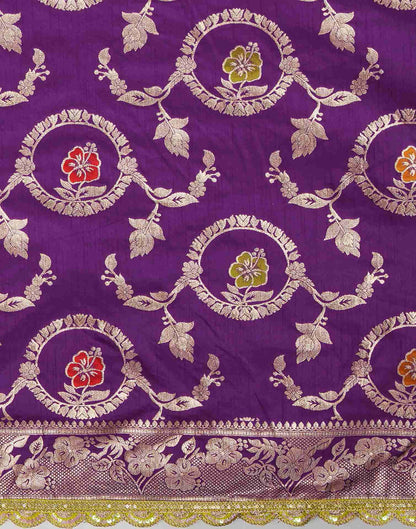 Deep Violet Silk Woven Banarasi Saree