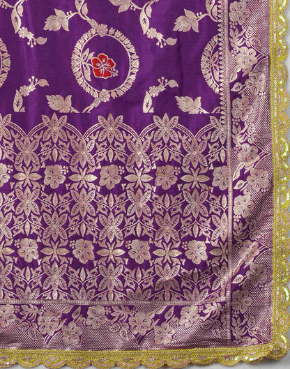 Deep Violet Silk Woven Banarasi Saree