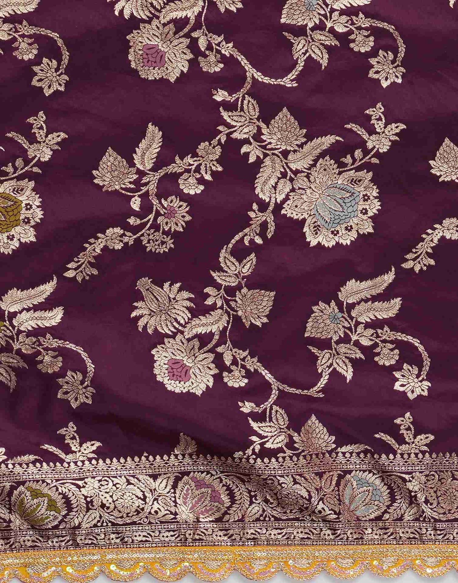 Wine Silk Woven  Banarasi Saree