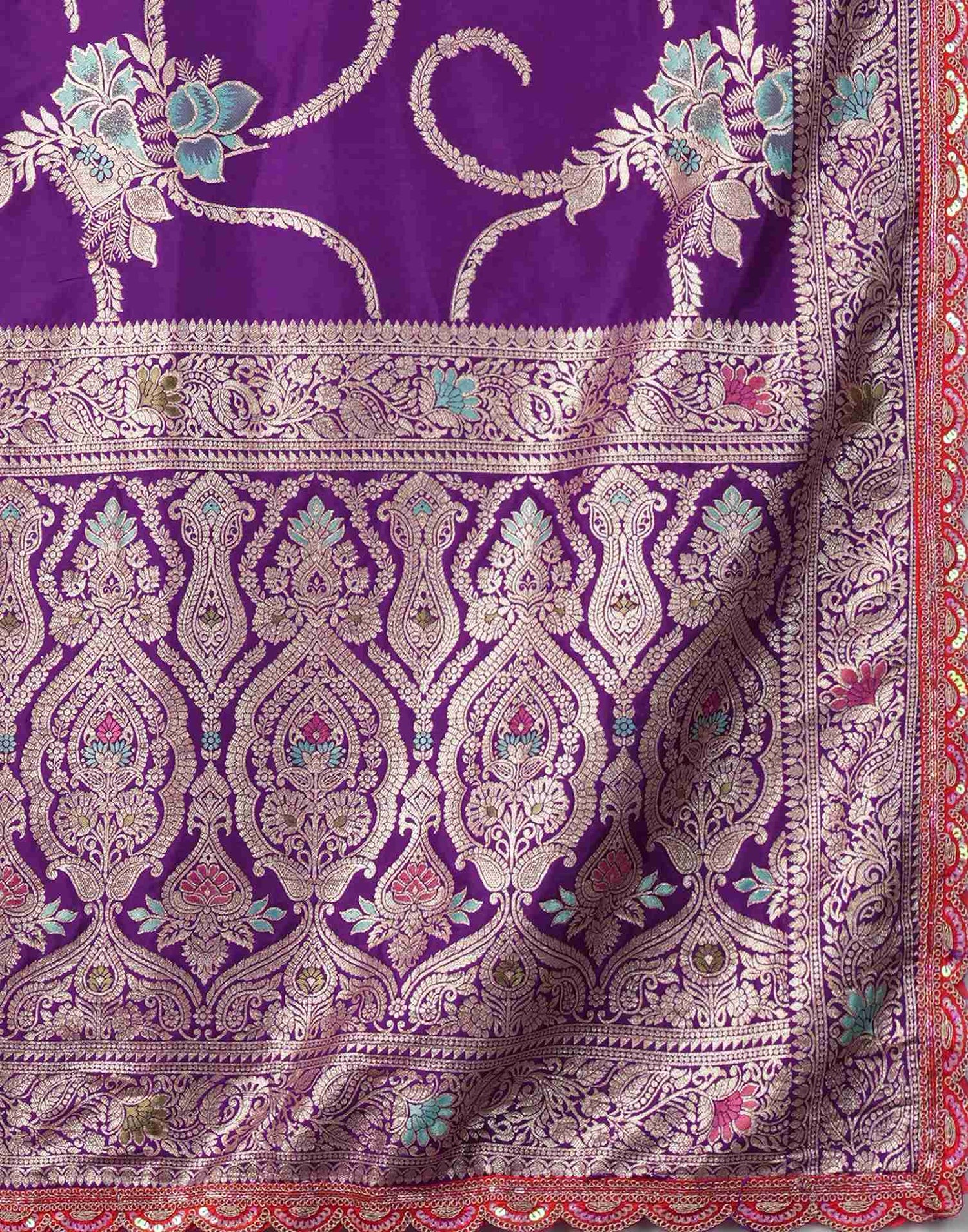 Deep Violet Silk Woven Banarasi Saree