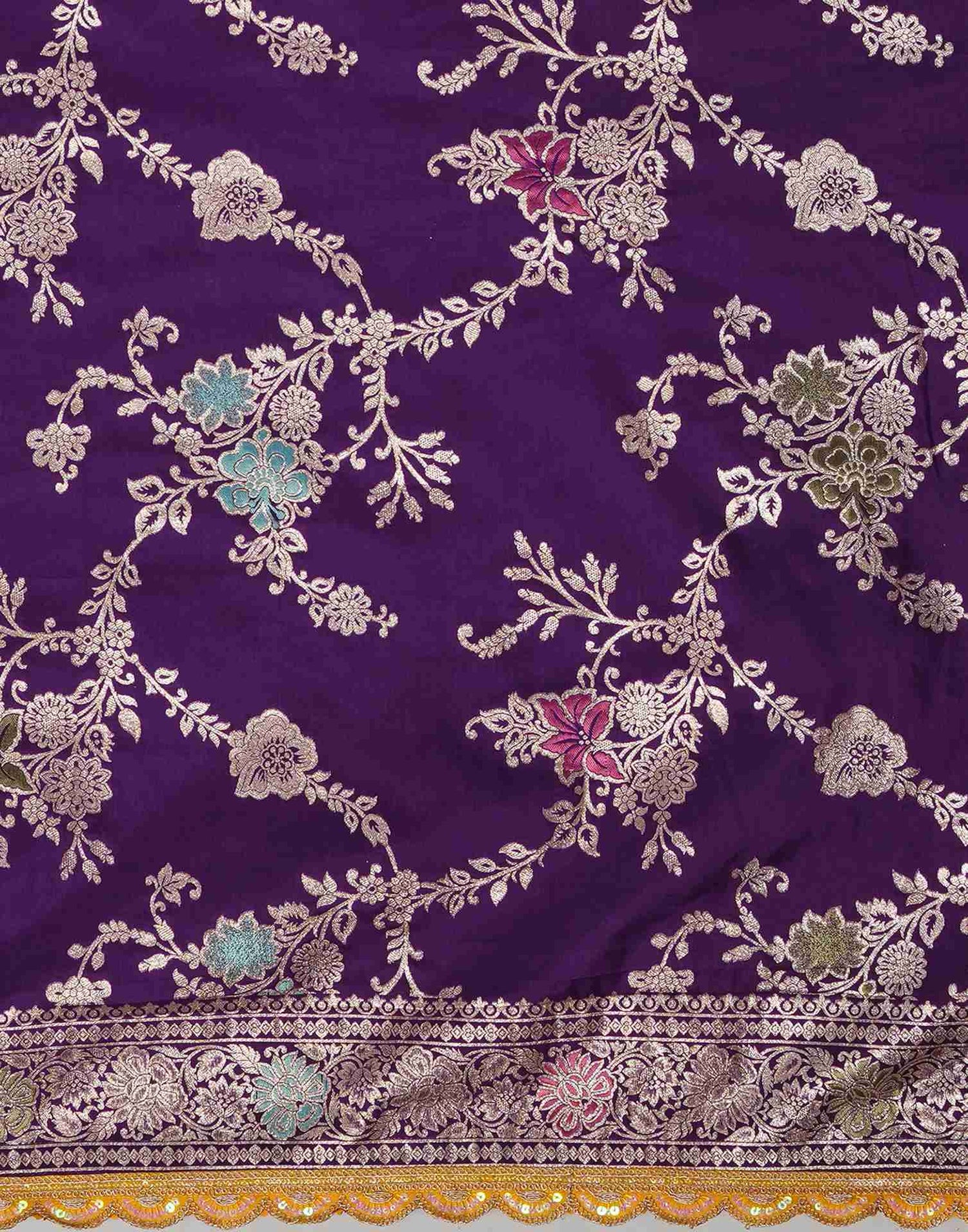 Deep Purple Silk Woven Banarasi Saree