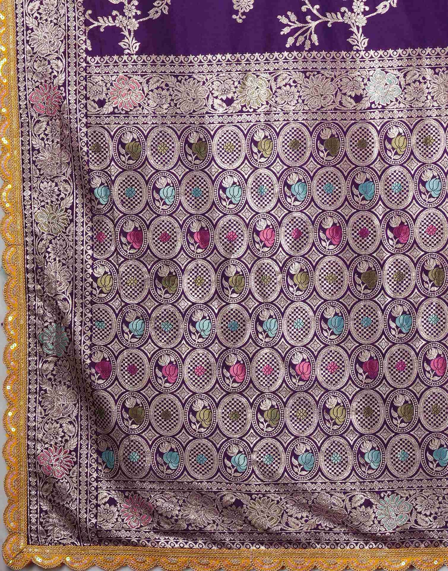 Deep Purple Silk Woven Banarasi Saree