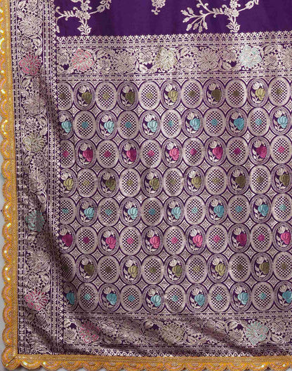 Deep Purple Silk Woven Banarasi Saree