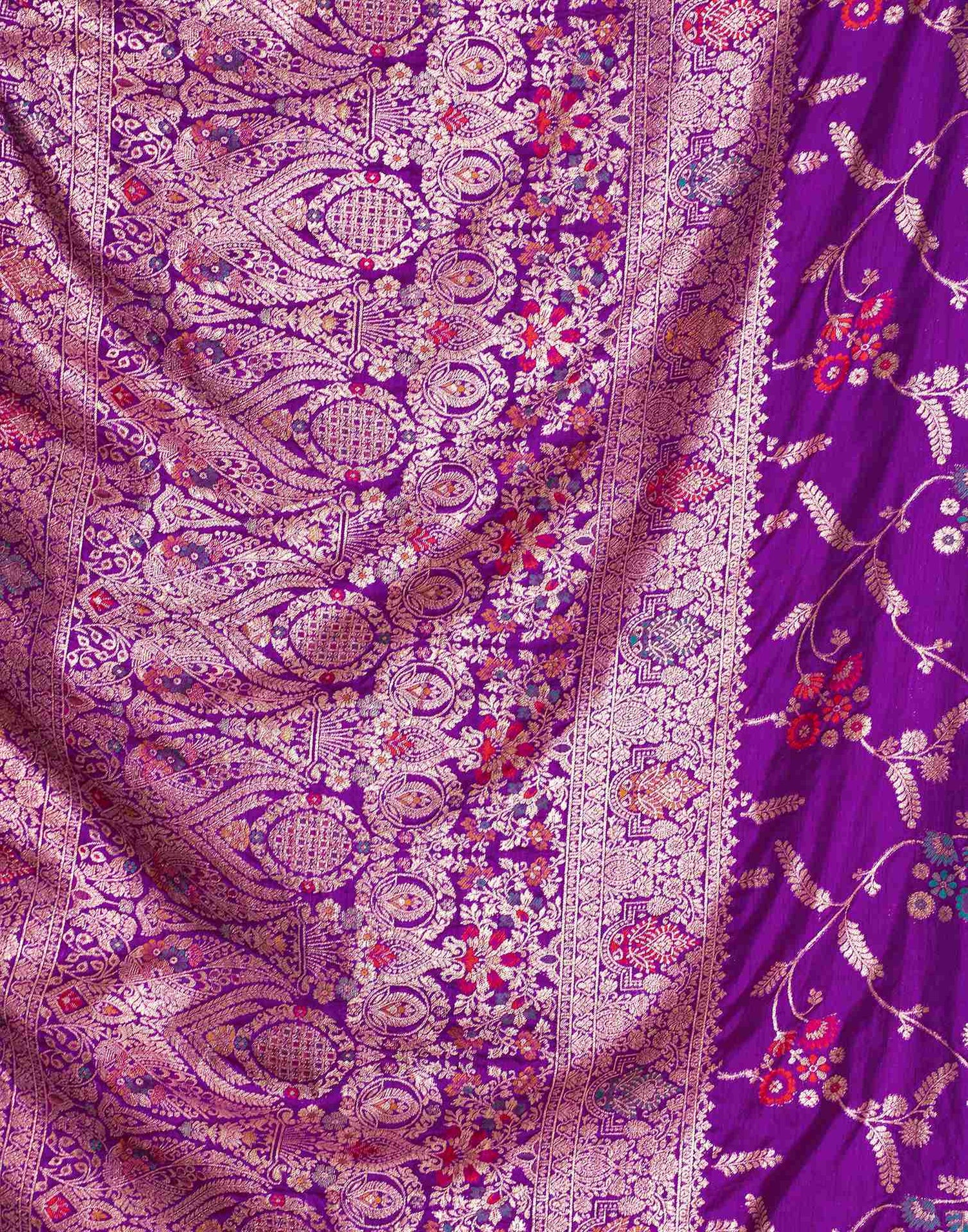 Violet Silk Woven Banarasi Saree