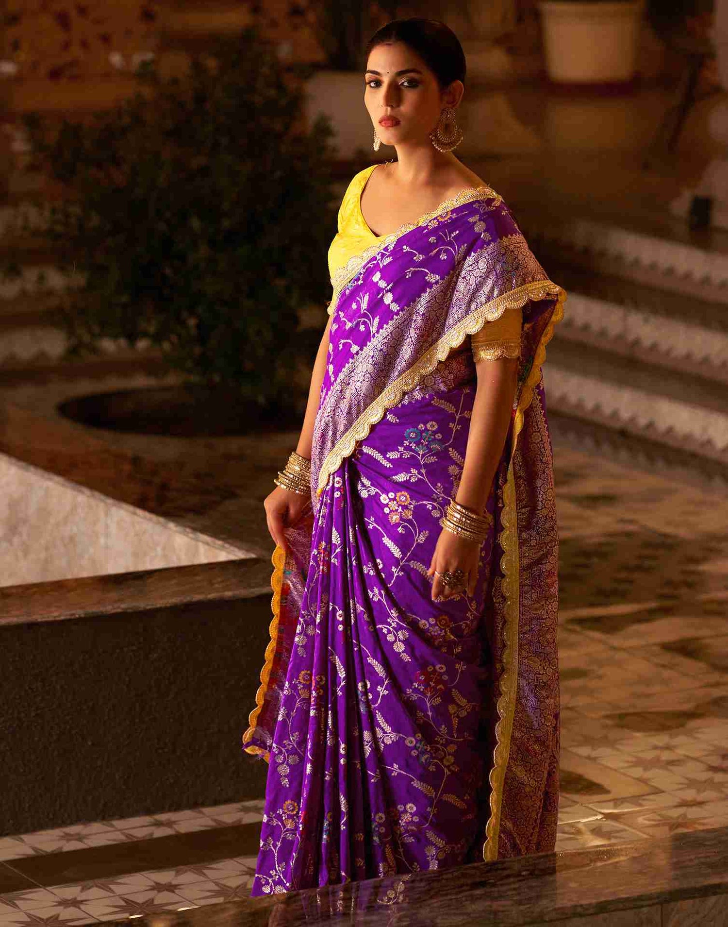 Violet Silk Woven Banarasi Saree