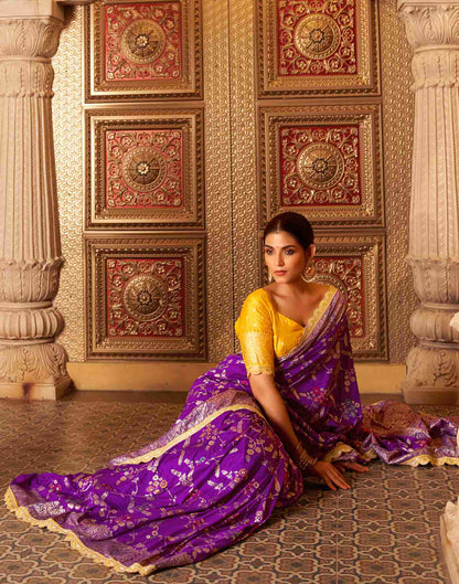 Violet Silk Woven Banarasi Saree