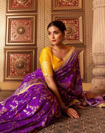 Violet Silk Woven Banarasi Saree