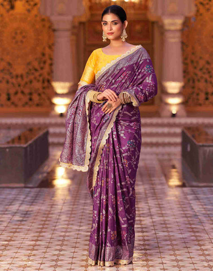 Wine Silk Woven Banarasi Saree