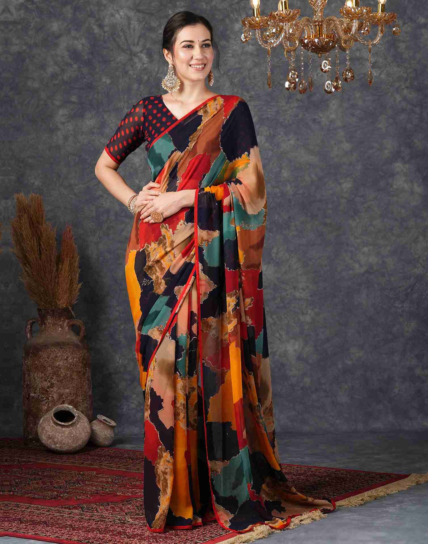 Multi Georgette Printed Saree