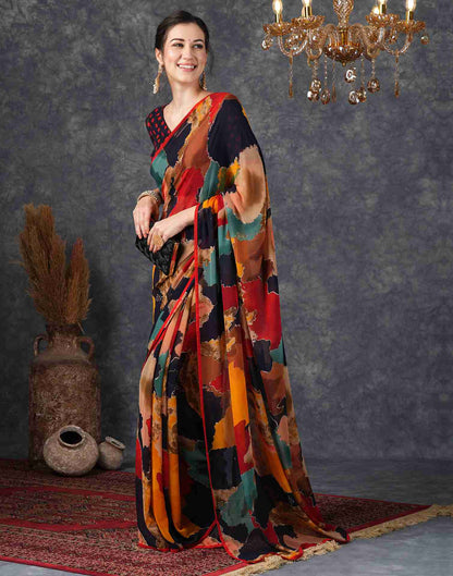 Multi Georgette Printed Saree