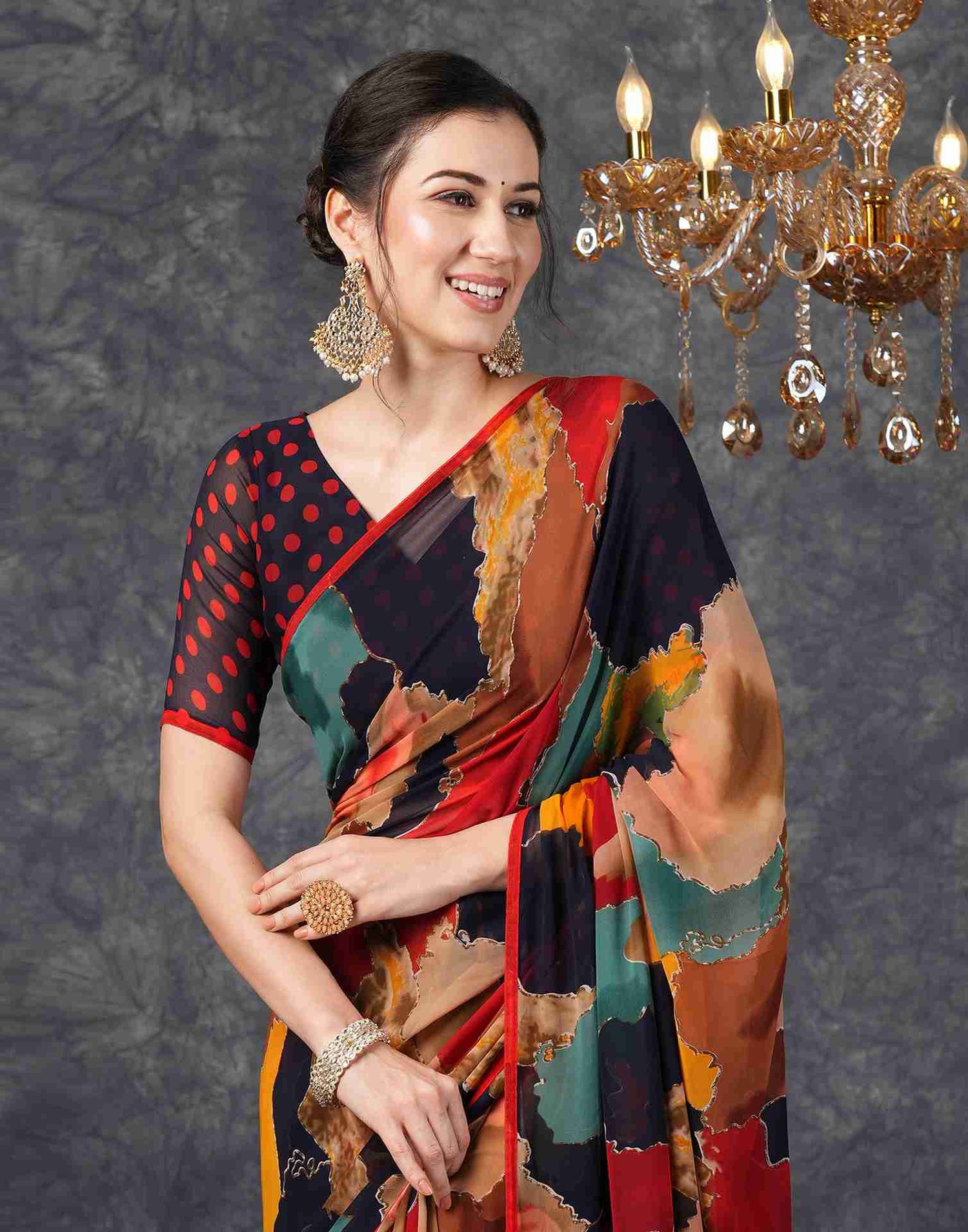 Multi Georgette Printed Saree