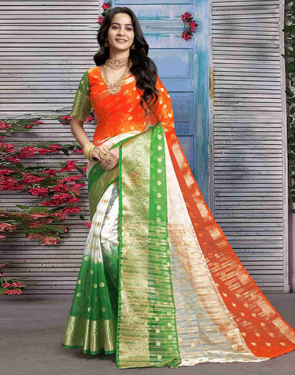 Tricolor Organza Plain Woven Tiranga Saree